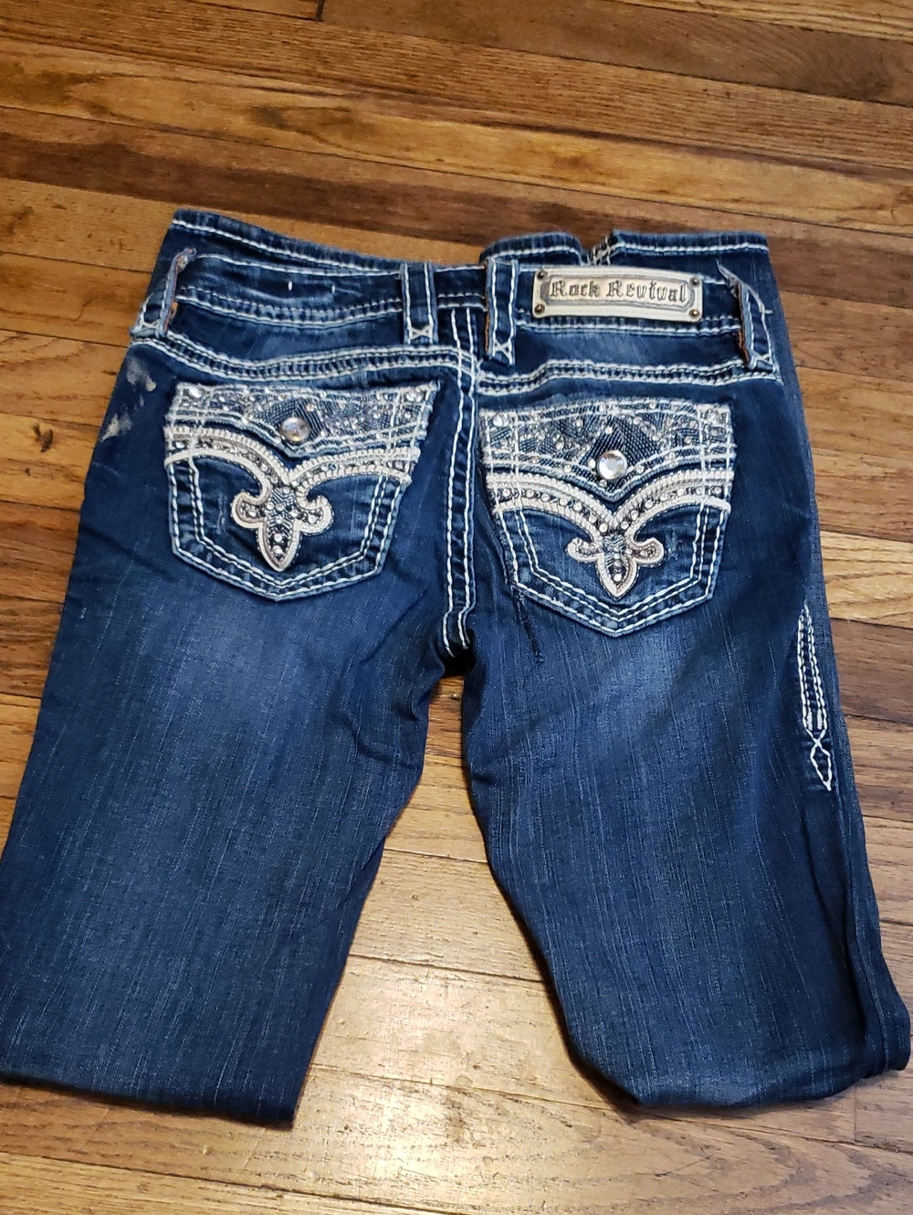 Rock Revival Dark Blue Embellished Boot Cut Jeans - Picture 6 of 7